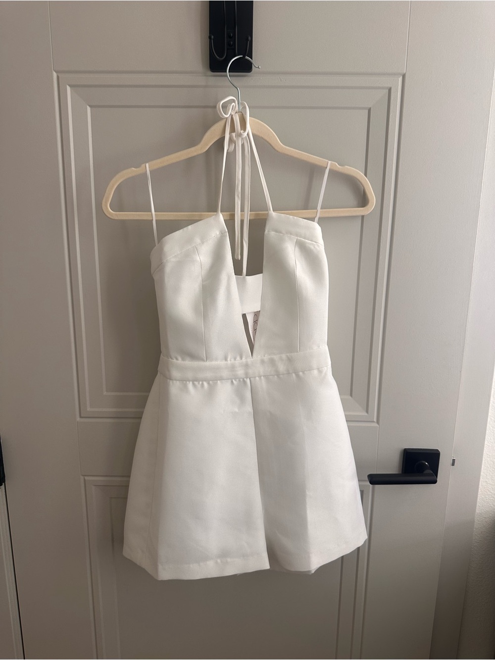 Endless Rose White Halter Romper with Keyhole Detail